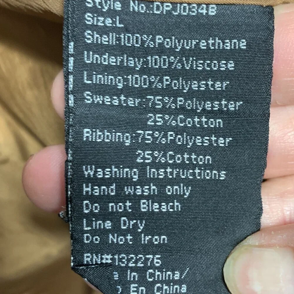 Coalition LA Camel Bomber Jacket Hoodie Double Zip Vegan Leather Sz Large NWT - Picture 8 of 12